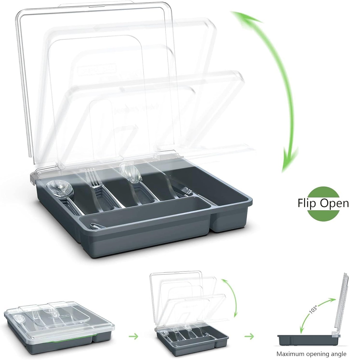 Soporte utensilios encimera con bandeja cubiertos plástico