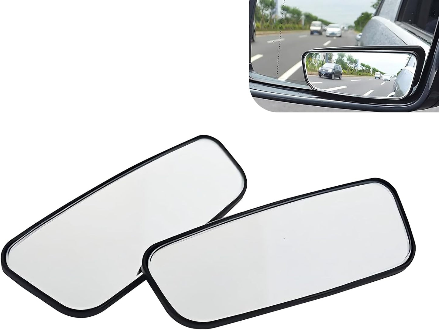 2 Espejos Punto Ciego Rectangulares Vidrio HD Adhesivos