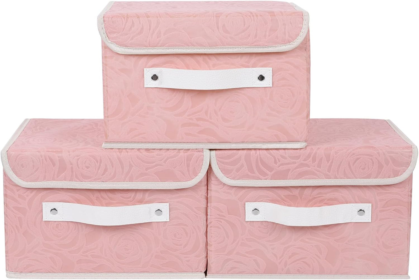 Cajas almacenamiento decorativas con tapa rosa plegables