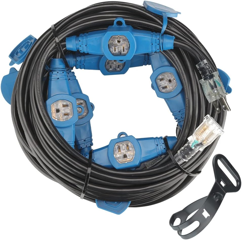 Cable extensión 50ft 7 tomas NEMA con enchufe y conector