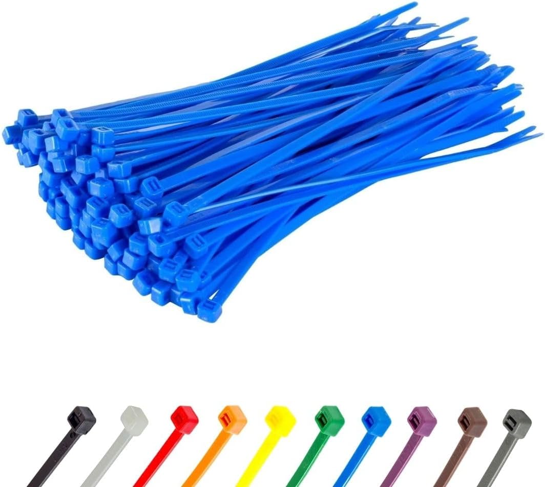 Bridas cremallera azules 8pulg pack 100 resistentes UV
