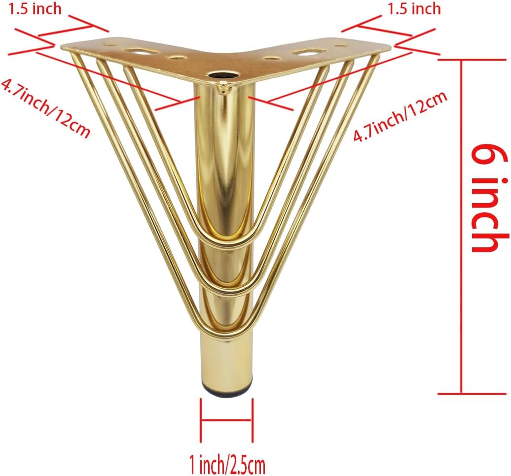 Patas metálicas set 4 6pulg para sofá mesa silla