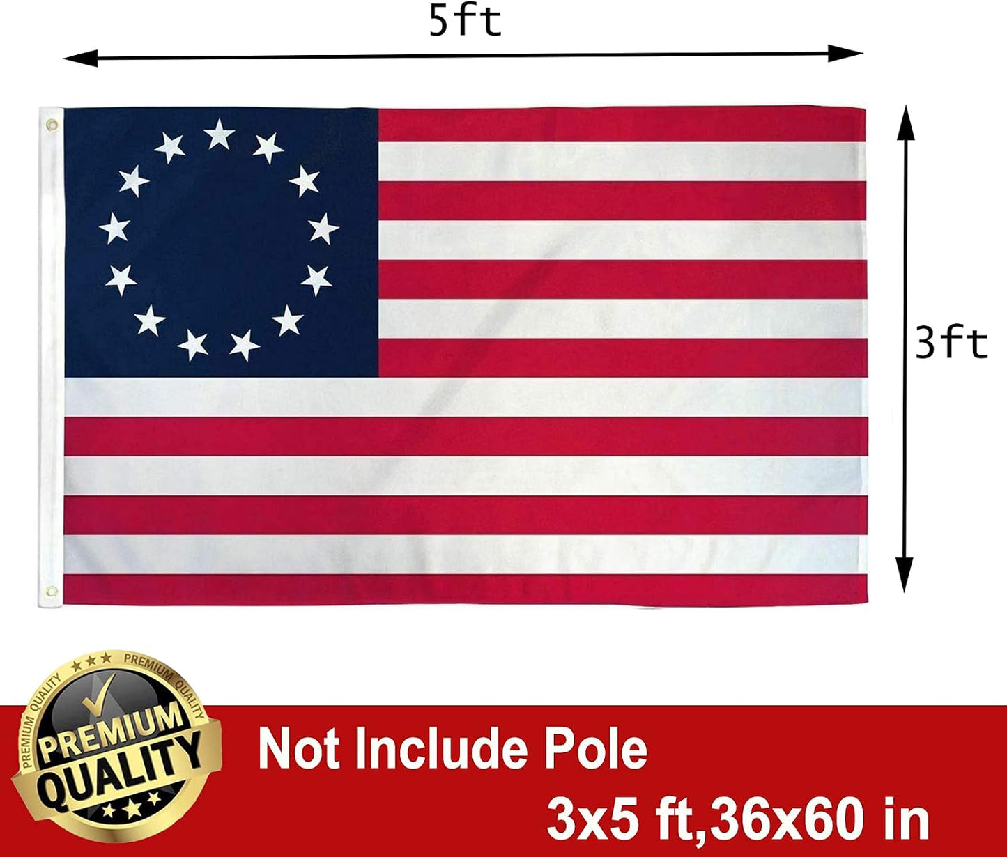 Bandera EE.UU. Betsy Ross 3x5 cosida estrellas rayas
