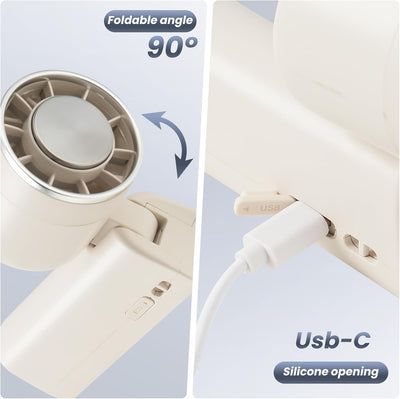 Ventilador mano 4 vel 4800mAh plegable ligero viajes