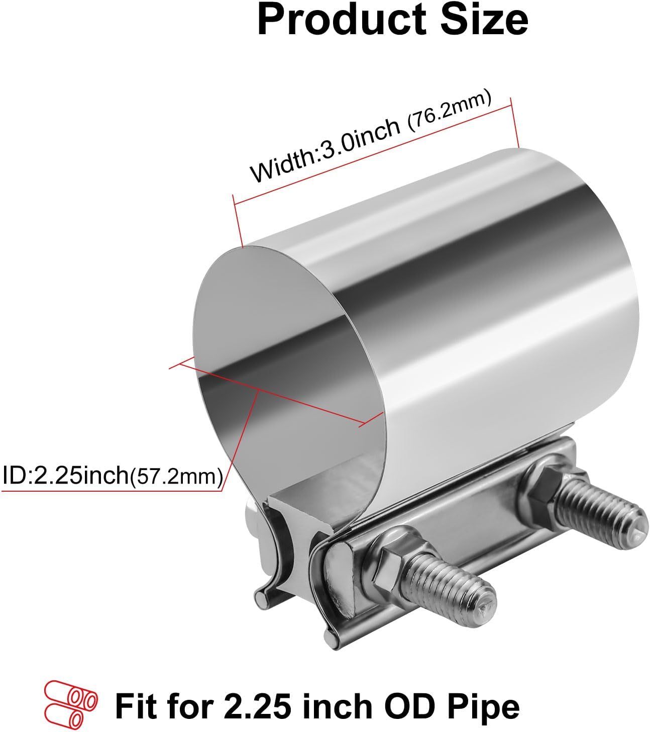 Abrazadera escape acero inox 2.25 2 Pzas