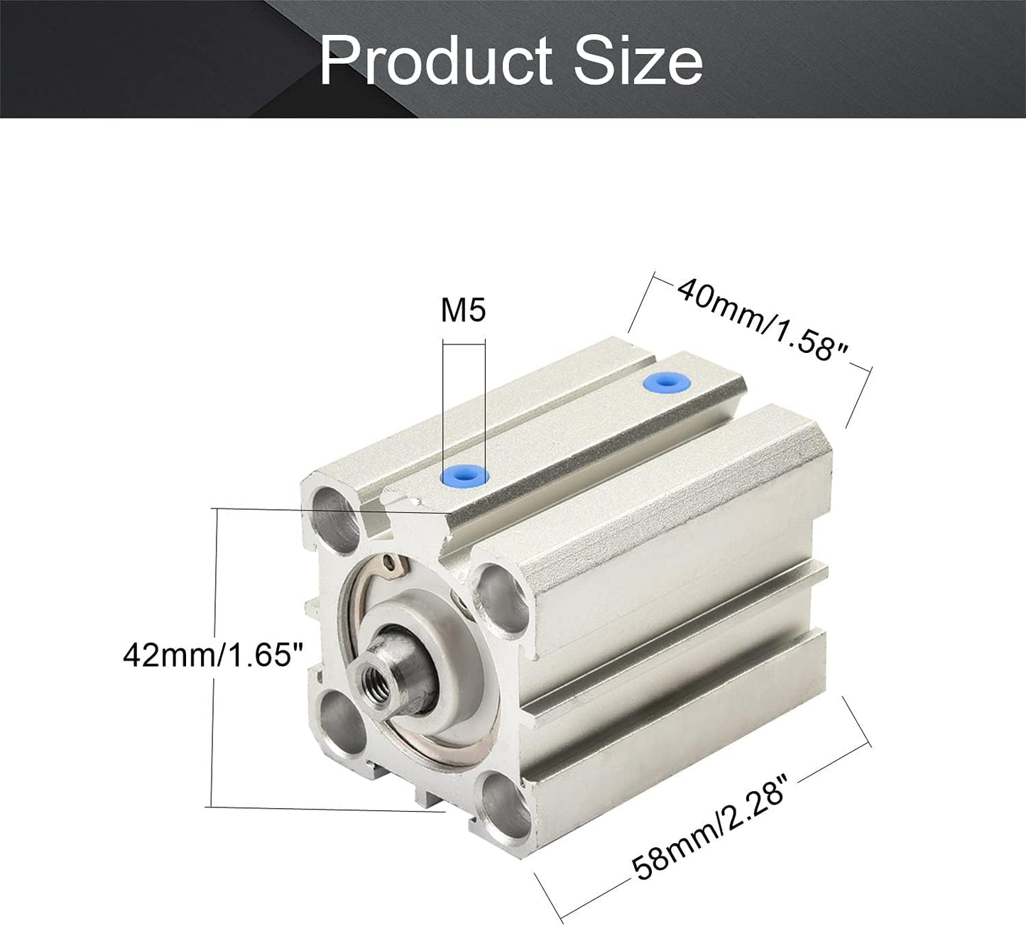 Cilindros aire neumáticos M5 aluminio 0.98pulg 1.18pulg