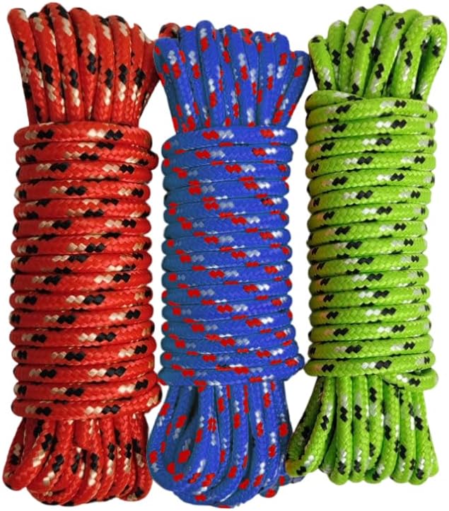 Cuerda trenzada diamante 1/4pulg 25ft resistente para ropa camping