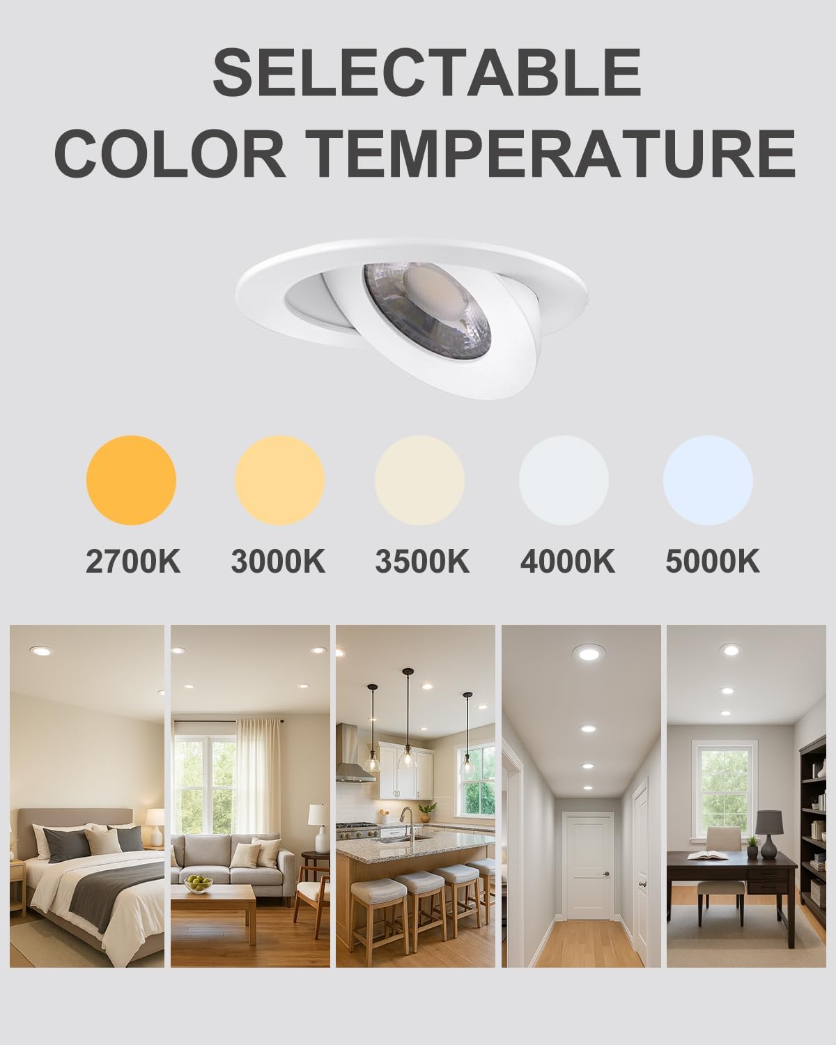 Luz LED empotrable 4pulg giratorio 360° blanco
