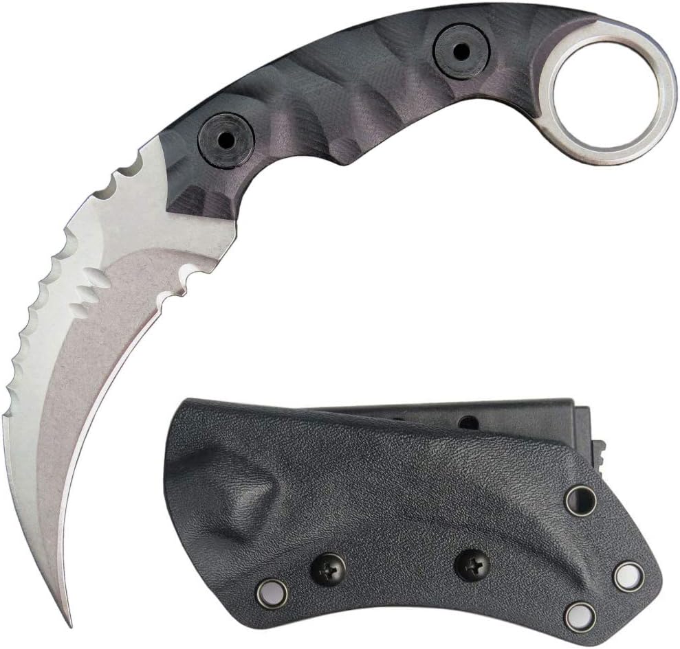 Cuchillo garra supervivencia acero D2 mango G10 4pulg