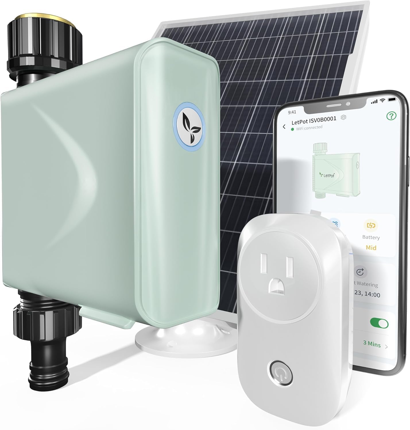 Temporizador agua WiFi grifo jardín energía solar 365d