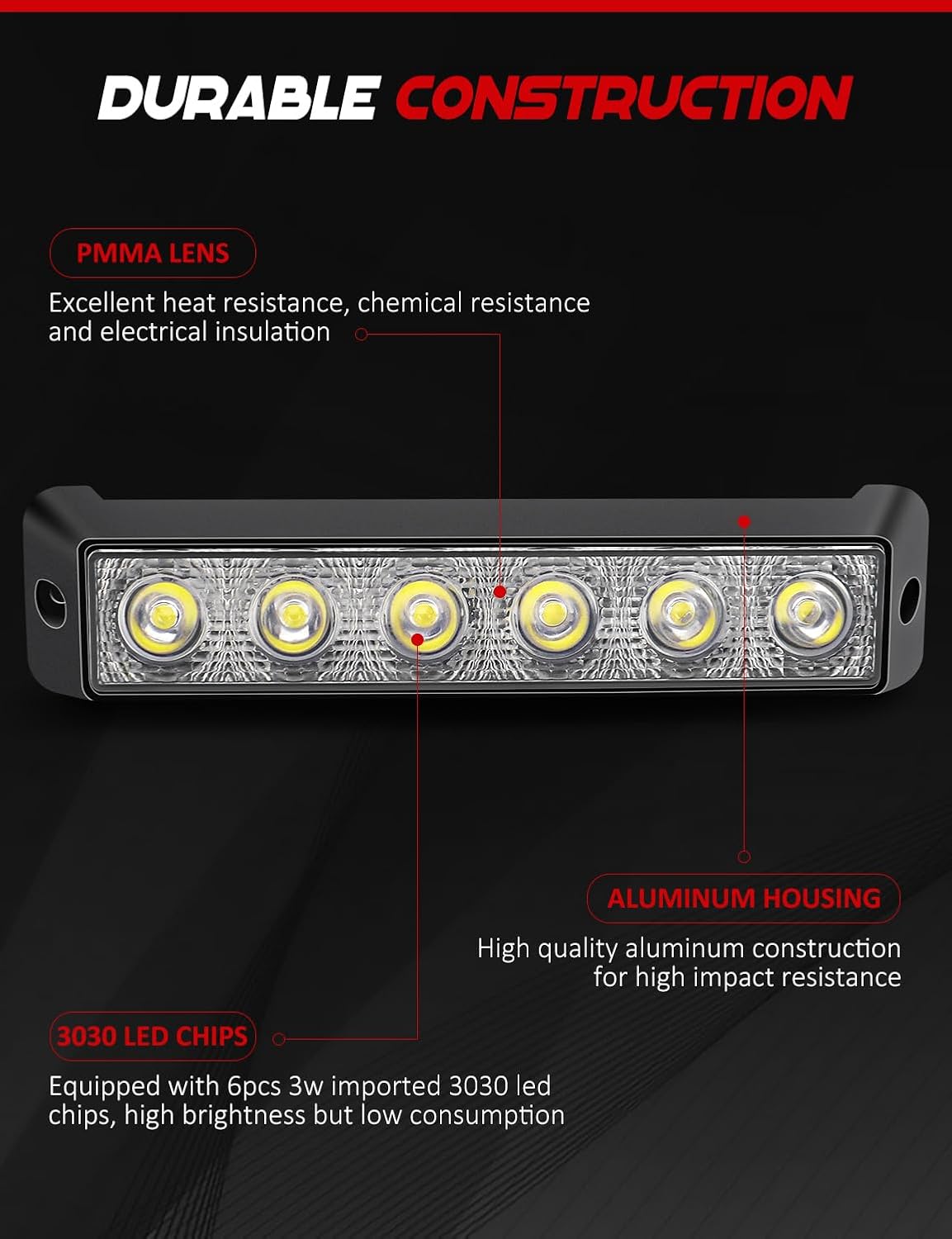 Barra luz LED 7.5" para Jeep SUV camión ATV 2uds