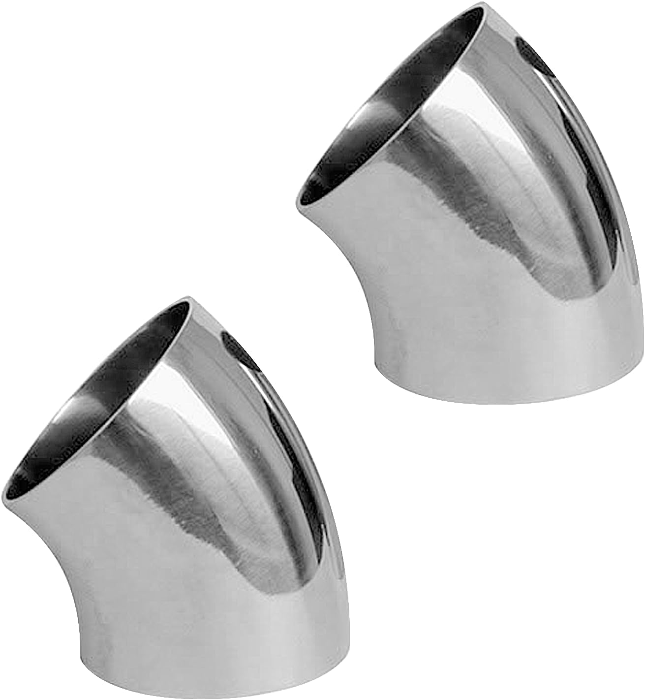 2 Pzas Codo Escape 4" Acero Inox 45 Grados para Barandilla