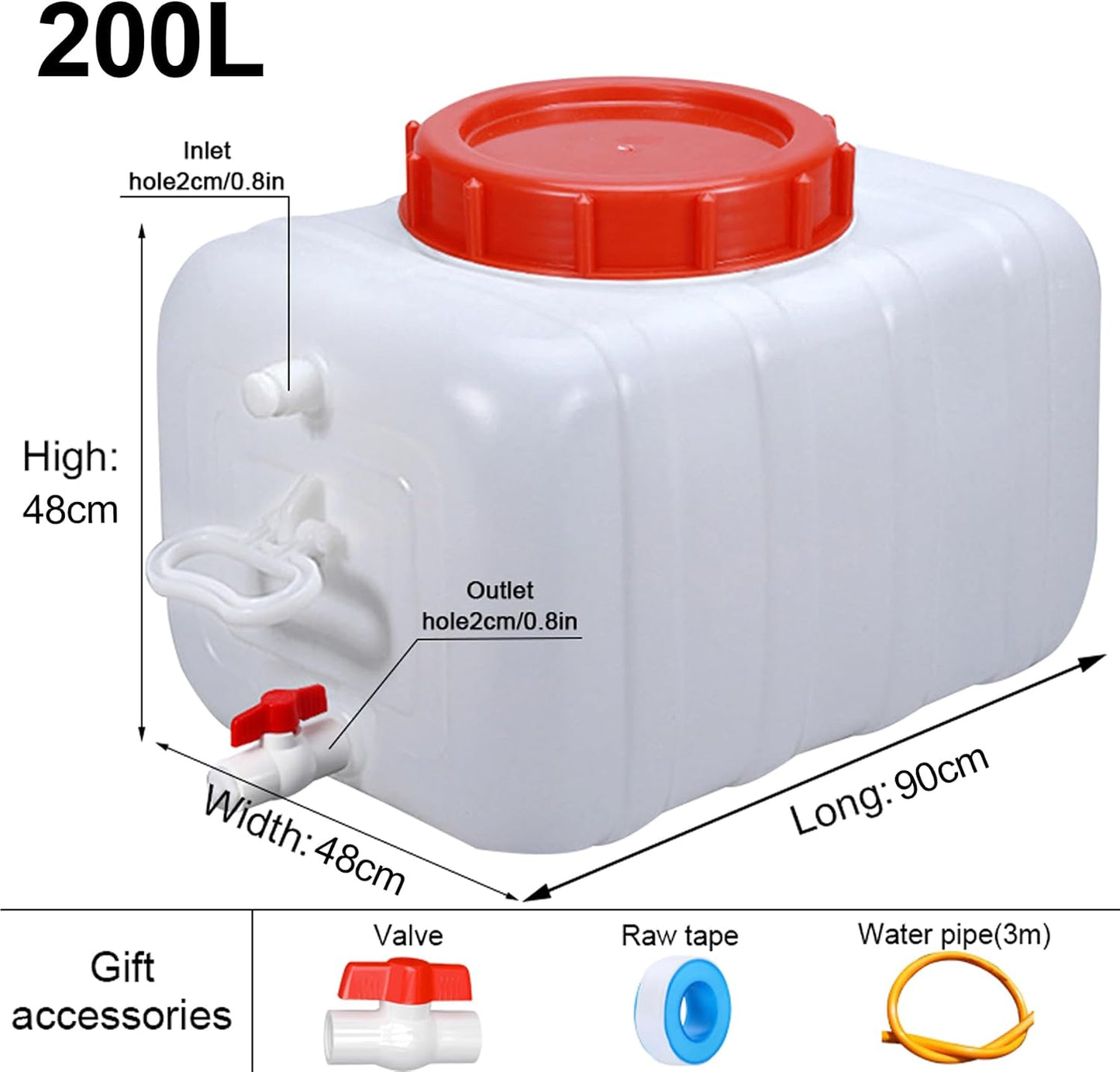Tanque agua plástico 50l 80l 110l 200l con grifo camping
