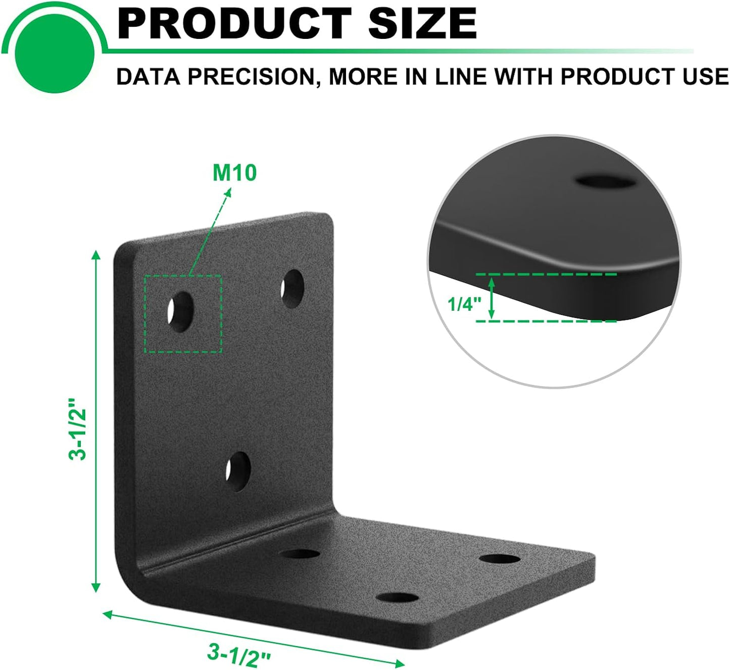 8 Soportes L 3.5x3.5" 90 grados para madera 4x4