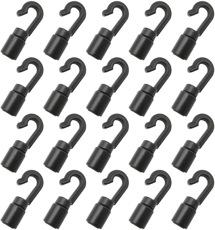 20 Pzas Cuerda Choque Gancho Abierto Plástico Elástica 1/4