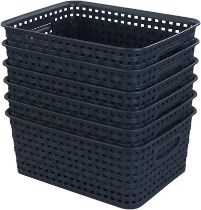 Cestas plástico tejido para cocina baño azul 6 pzas
