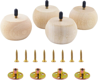 Set 4 Patas Madera Sin Terminar Perno M8 2pulg