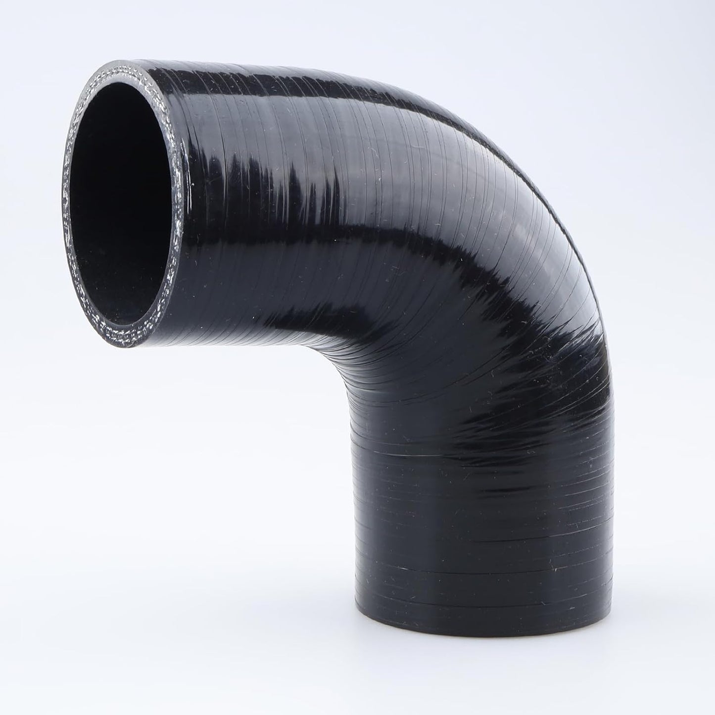 Acoplador codo 90 grados manguera silicona 3.5" negro