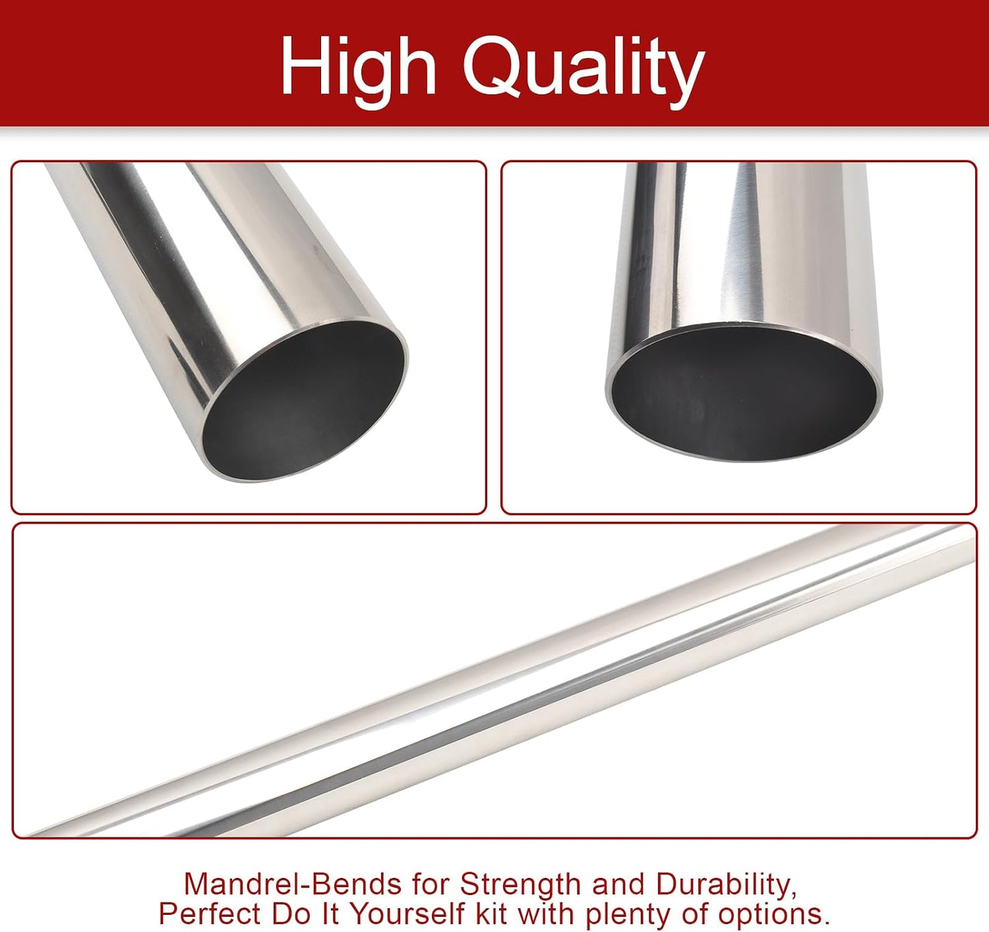 Tubo escape mandril acero inox T304 pulido 2.5pulg 45pulg