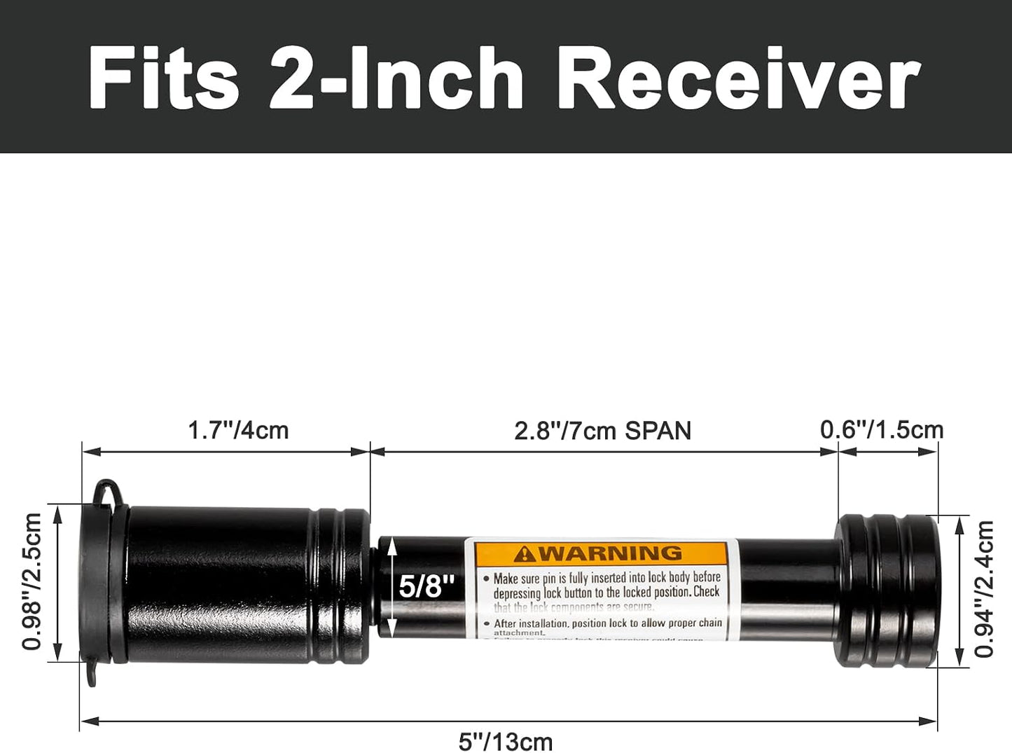 Cerradura pasador enganche negro 5/8" para receptor 2"