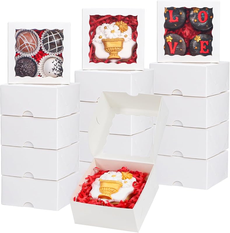 50 Cajas Panadería 3¼x3¼x1½pulg con Ventana