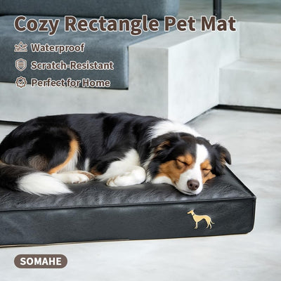 Cama ortopédica perros funda sintética lavable negro 35.4x27.5x4pulg