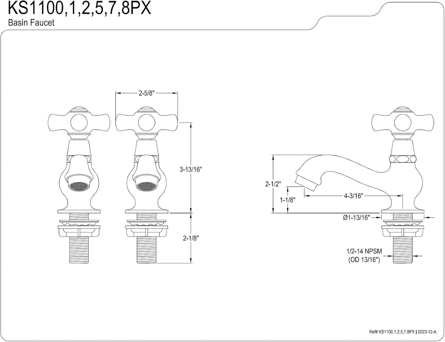 Grifo lavabo cromo pulido 4,38x2,5x1,88