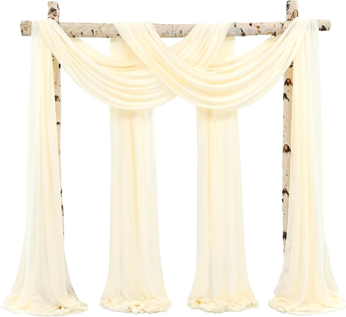 Cortinas arco boda 8 paneles 28x20pulg beige gasa