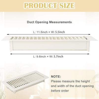 Cubiertas ventilación piso 4x10pulg ajustables magnéticas PVC