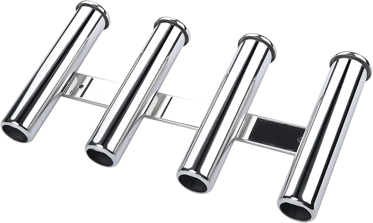 Soporte pared caña pescar acero inox 4 tubos vertical lancha yate