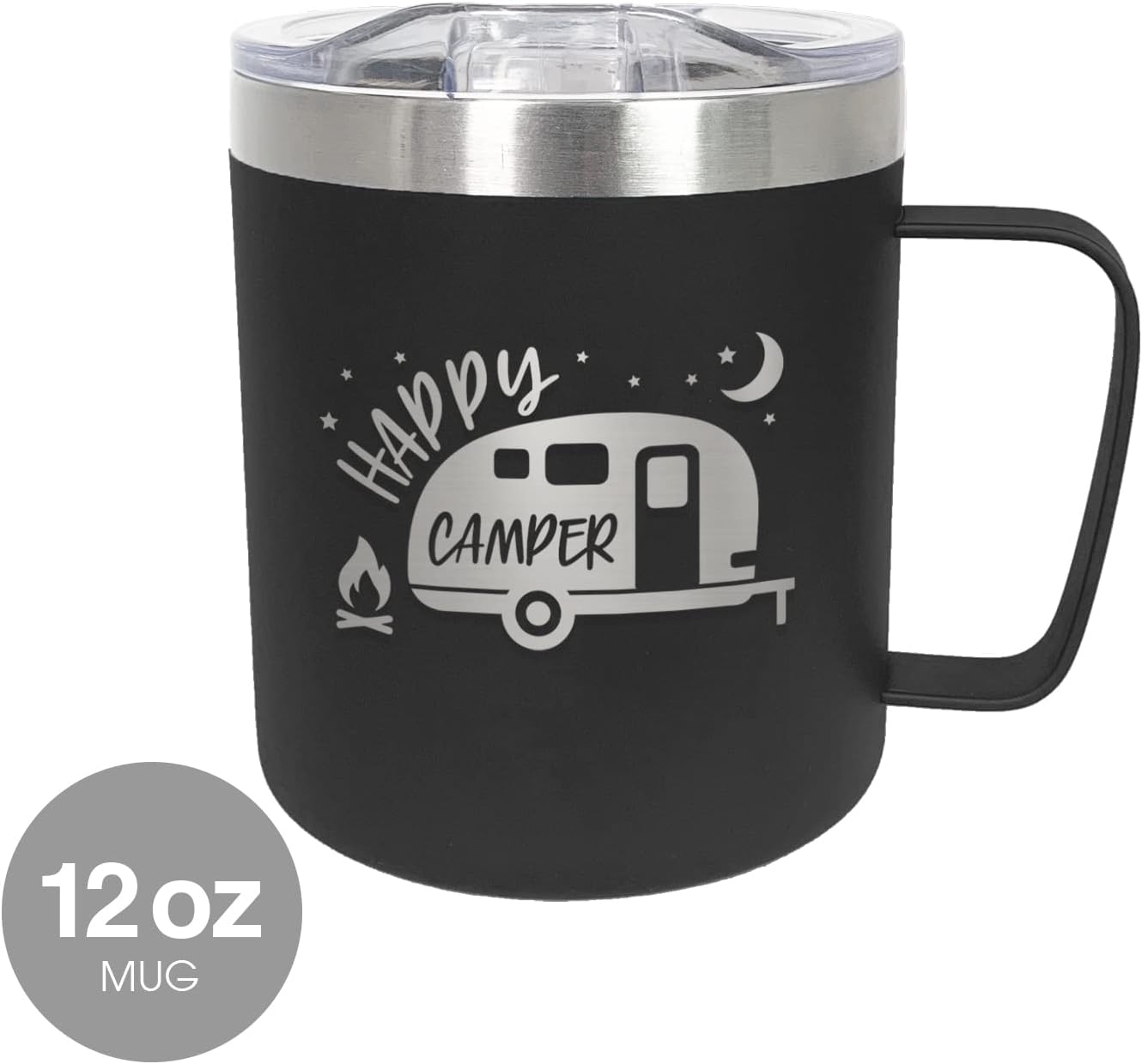 Taza acero inox 12oz doble cara con tapa para campamento