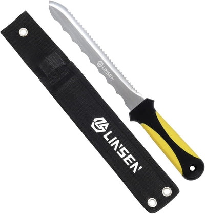 Cuchillo jardín acero inox 7.8" mango amarillo doble cara