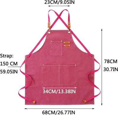 Delantal lino 2 Pzas para estilista impermeable con bolsillos