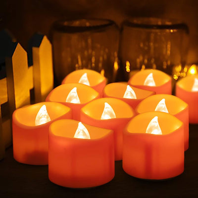 24 Velas Té Halloween Naranja Sin Llama