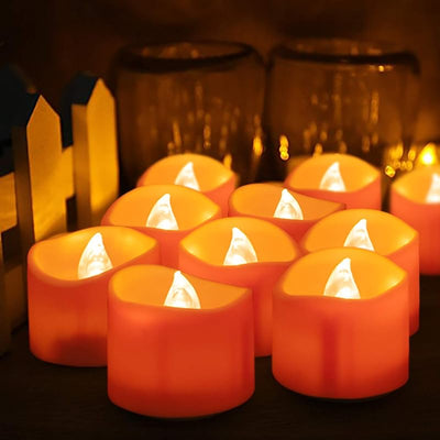 24 Velas Té Halloween Naranja Sin Llama