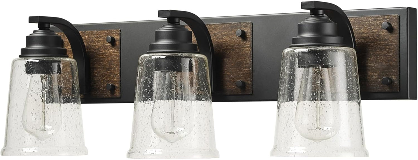 Lámpara tocador 3 luces acabado madera sintética negra mate
