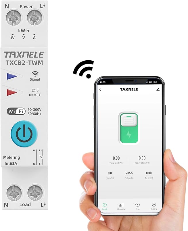 Disyuntor inteligente WiFi medidor KWh 230V 63A DIN