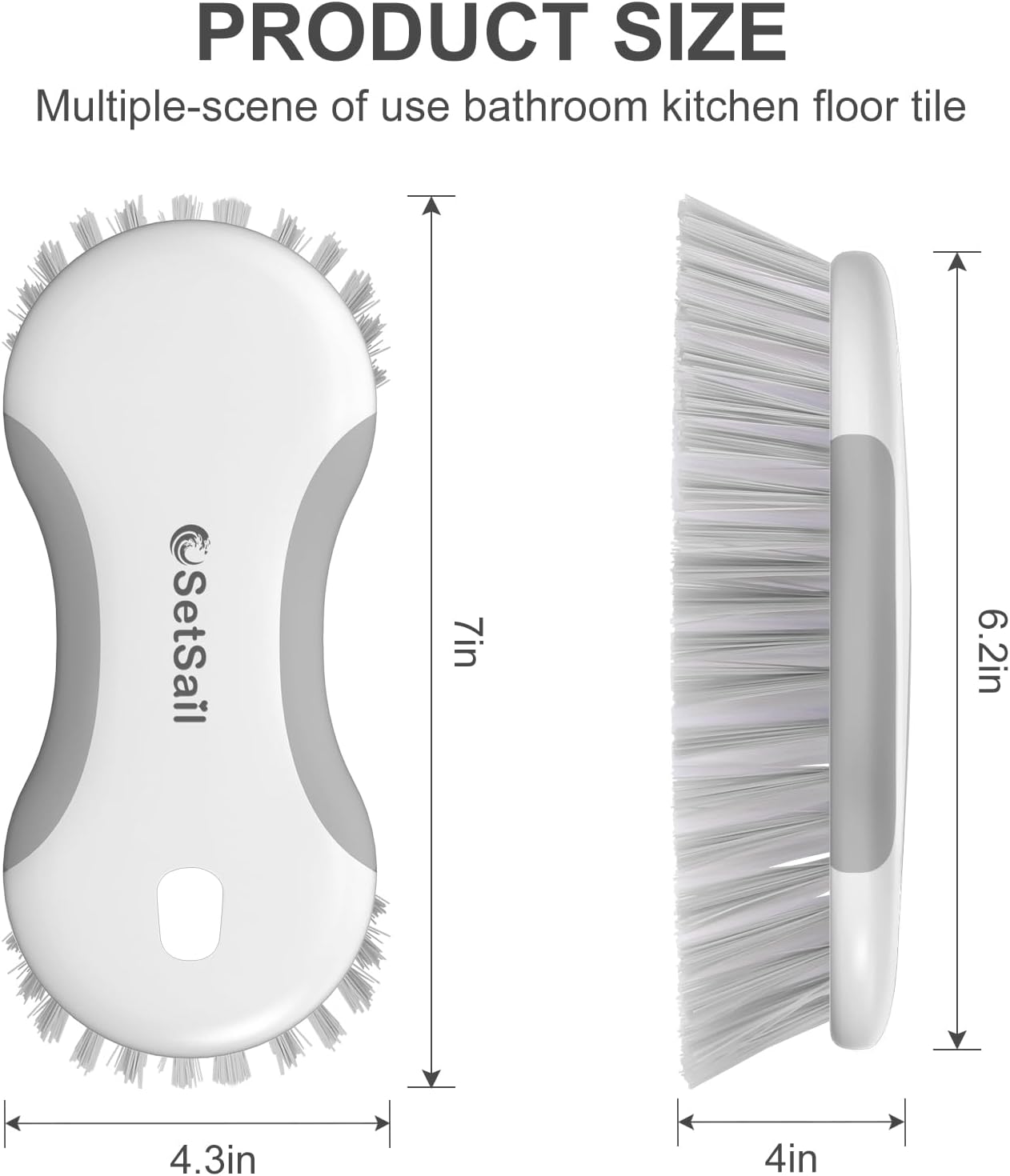 2 Pzas Cepillo Multiusos Rígido Antiderrap Baño Cocina Gris