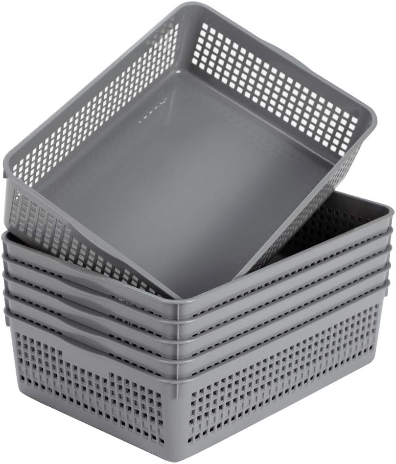 6 Pzas Cestas Organizadoras Plástico Gris