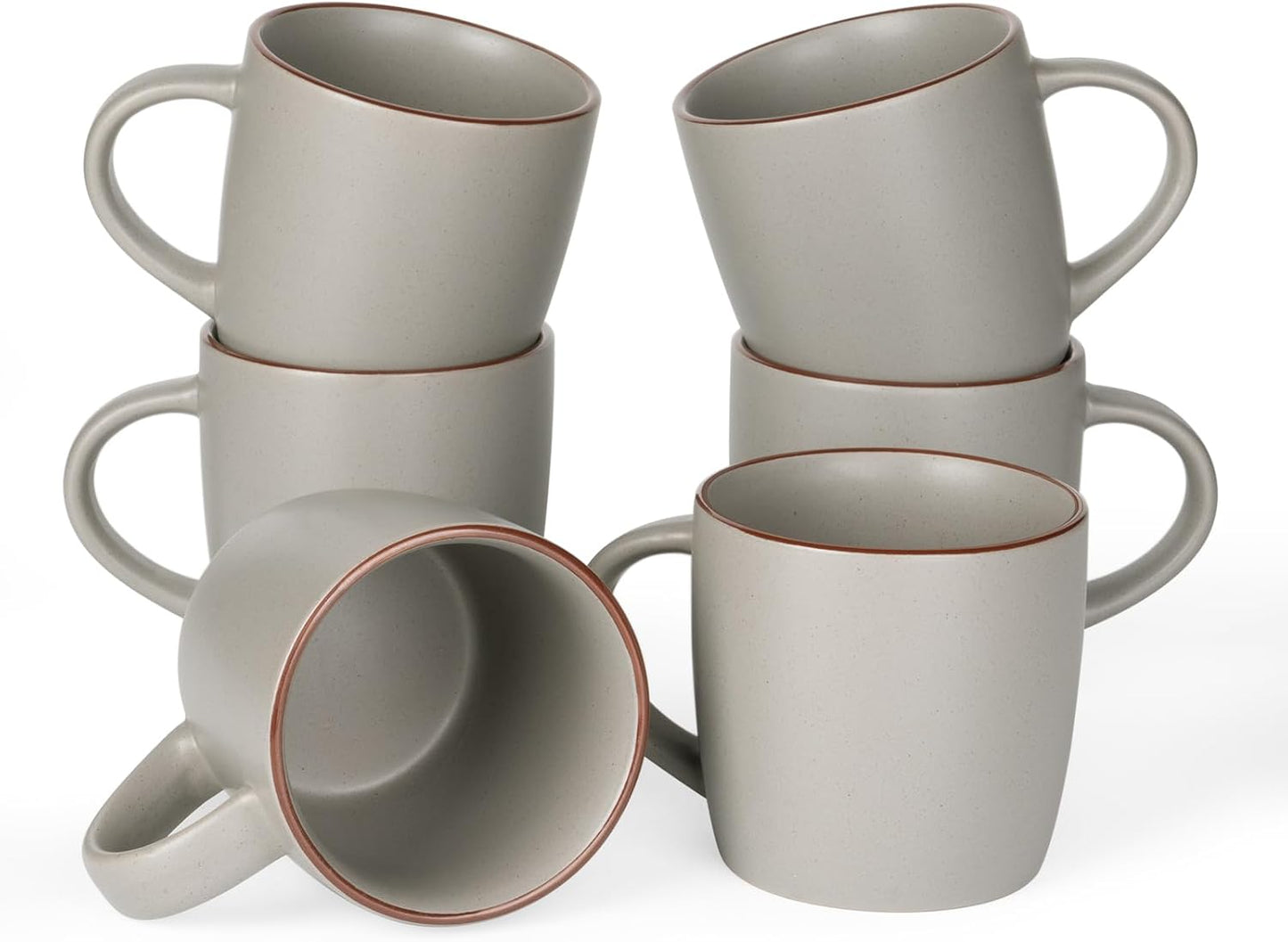 Set 6 Tazas Café 13oz Asa para Capuchino Té Caliente Gris