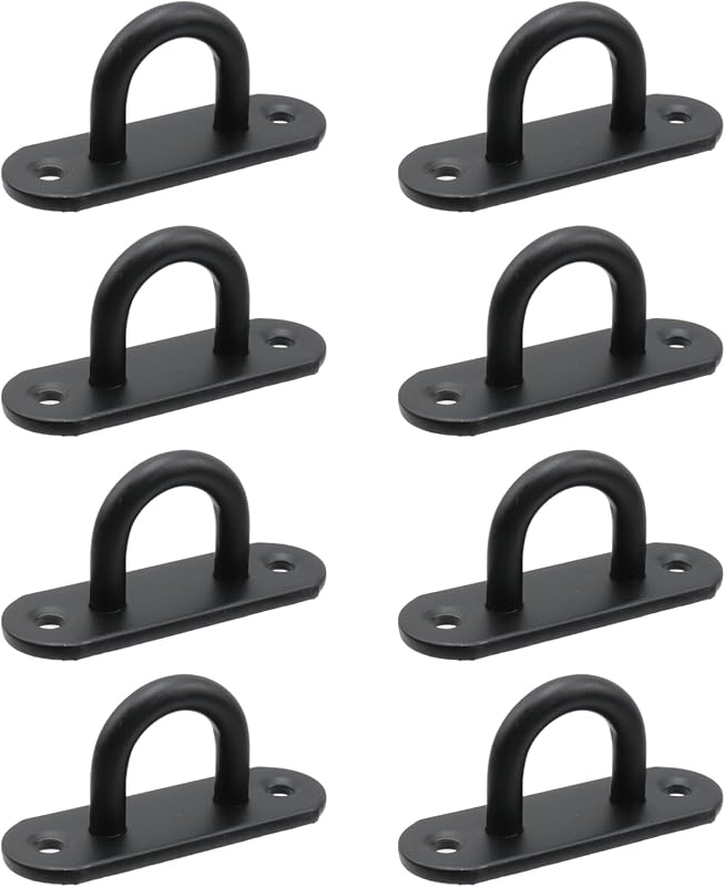 8 Pzas Ganchos Techo Acero Inox Placa Ojo Negro Resistente
