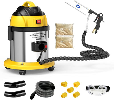 Kit limpieza carbono coche 1200W con 2kg arena nogal