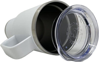 Taza viaje aislada vacío 20oz con asa motocicleta blanco