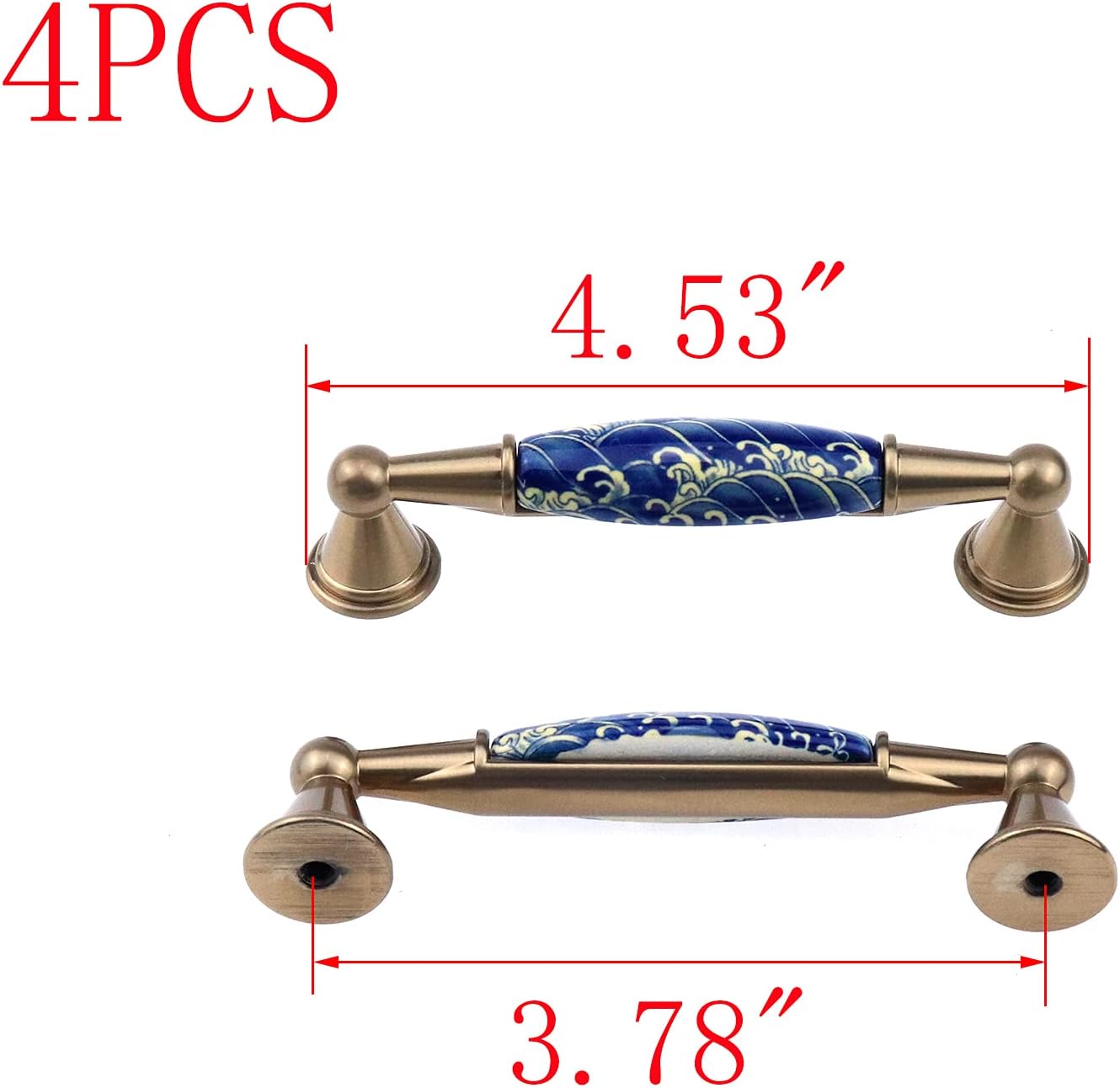 Tiradores cerámica estilo chino pomos bronce pack 4
