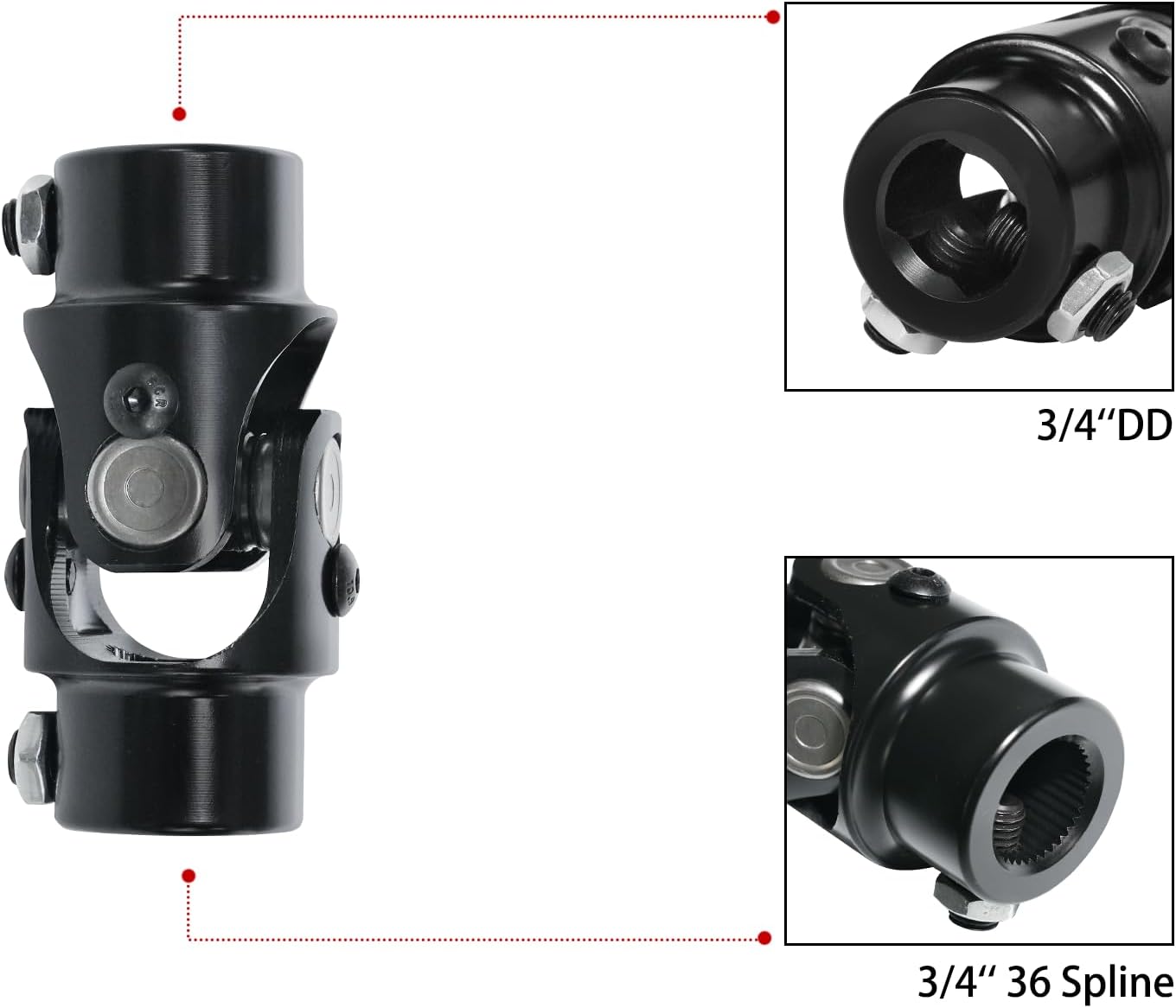 Unión universal eje dirección 3/4" DD negro 3.268"