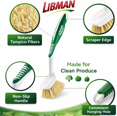 Cepillo limpiador de verduras y frutas LIBMAN 3 unidades fibras naturales