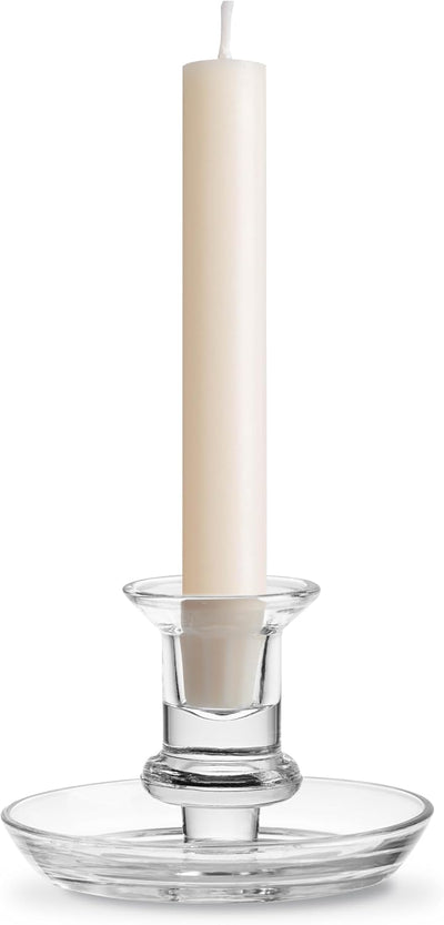 Portavelas cristal con atrapador goteo redondo transparente