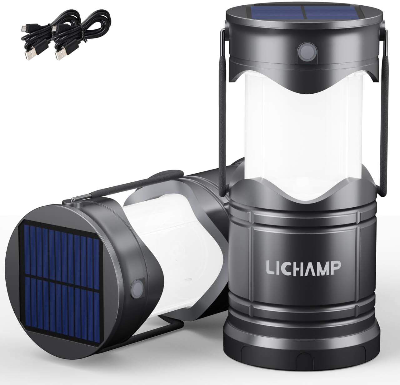 2 Pack Linternas Solares LED Recargables USB Modos Destello