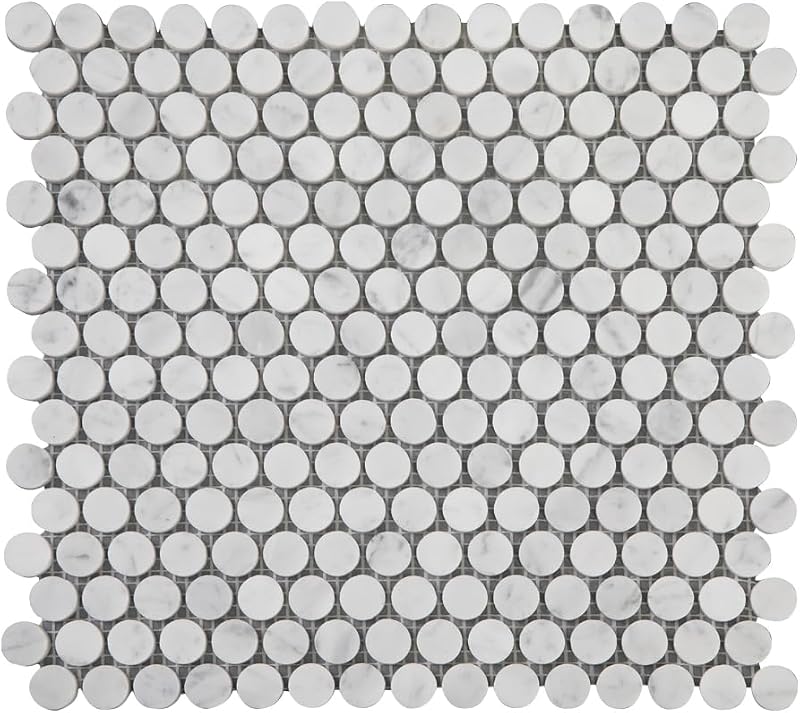 Mosaico mármol blanco Carrara 3/4" redondo afilado 5 hojas