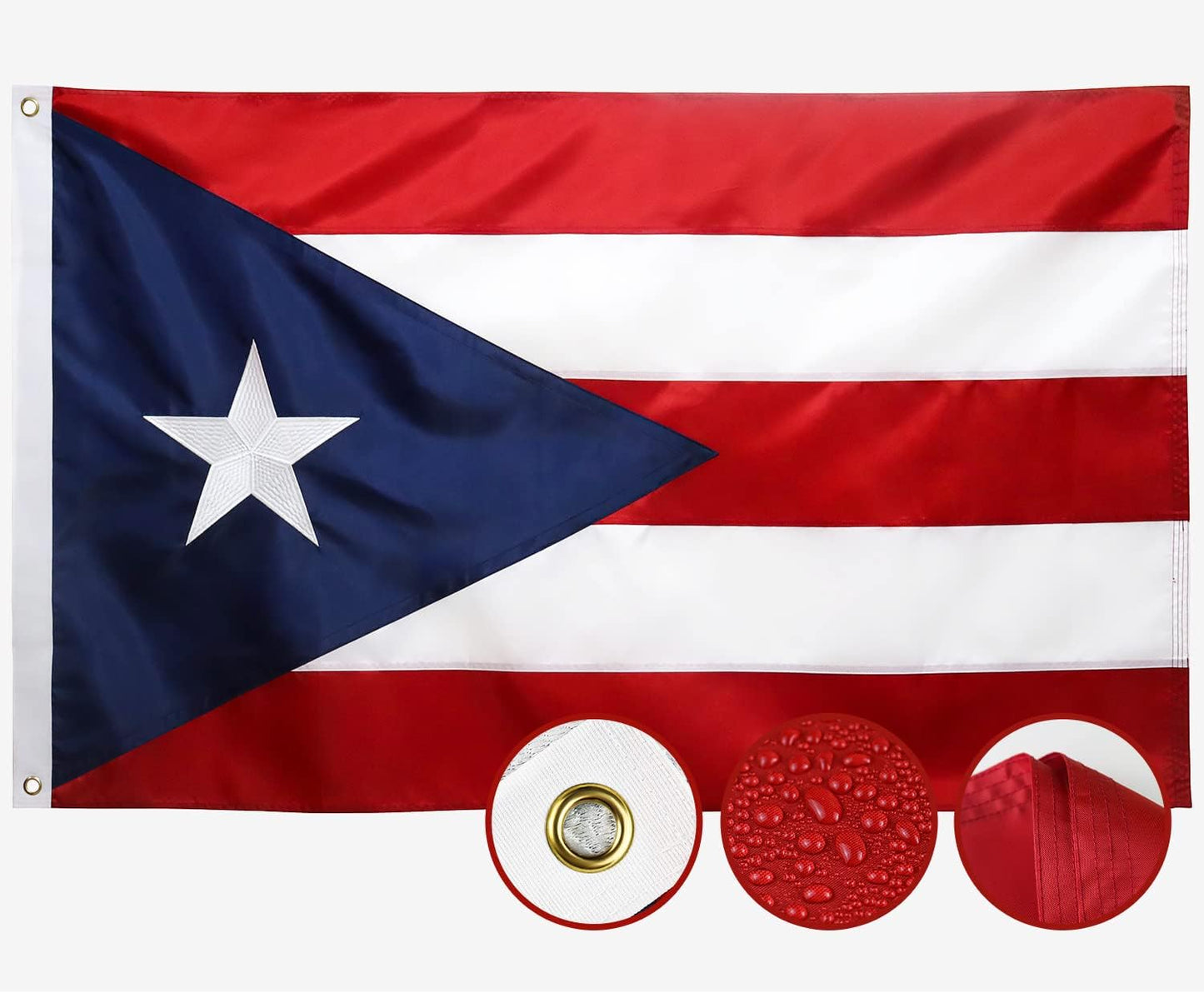 Bandera Puerto Rico doble cara 3x5 exterior nailon 210D